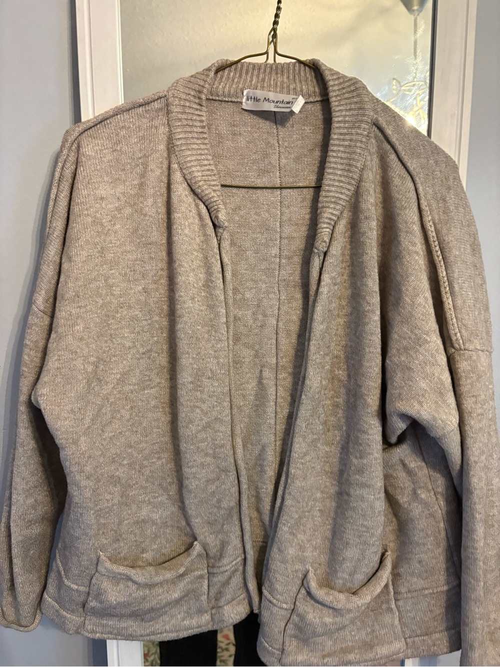 Little Mountain Women's Open-Front Taupe Cozy Cardigan Sweater